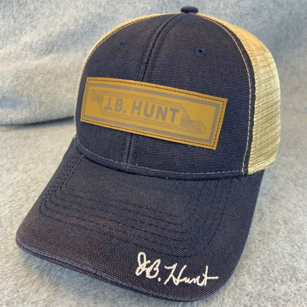 J.B. Hunt Patch Mens Navy Tan Atlanta Cap Co Trucker Hat Snapback OSFM